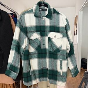 Zara Women’s Green Plaid Jacket / Overshirt